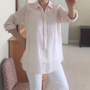 Lucky Brand Top Linen Blend Tunic Shirt Blouse S